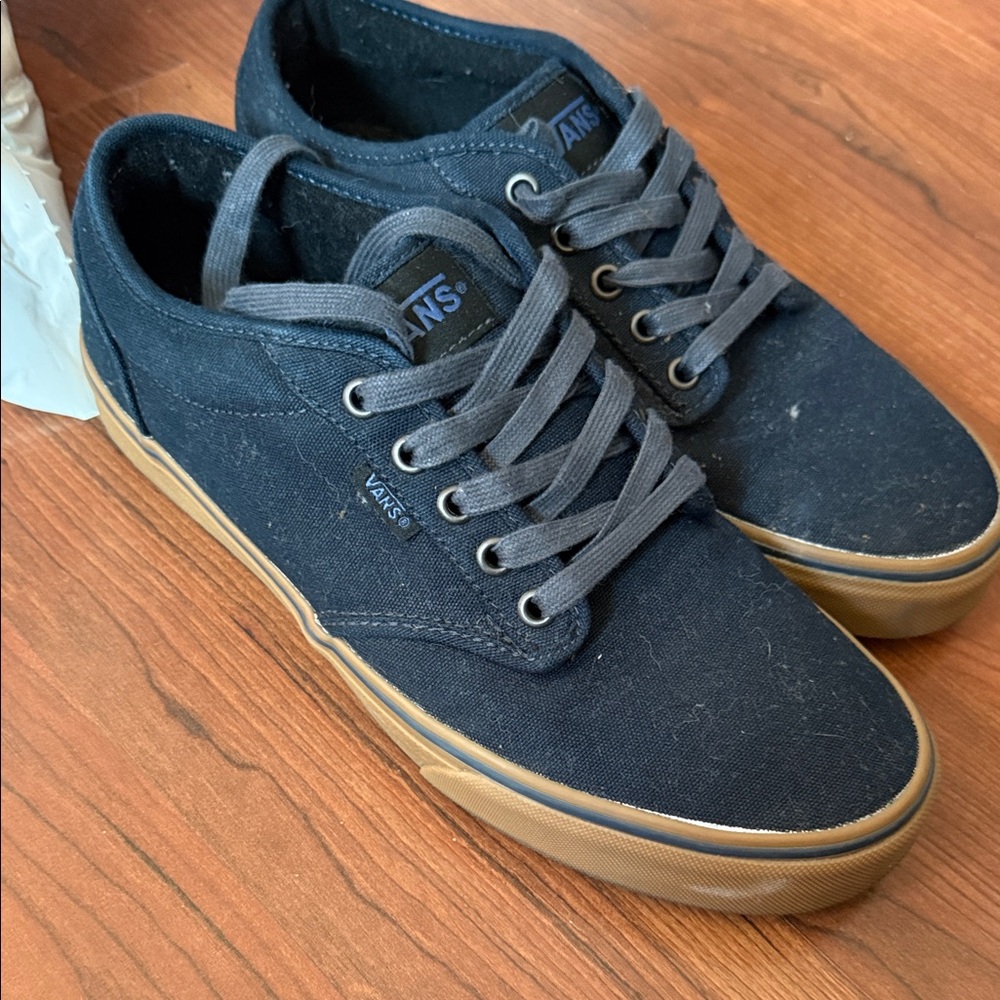 Vans Men's Navy Canvas Sneakers with Tan Sole